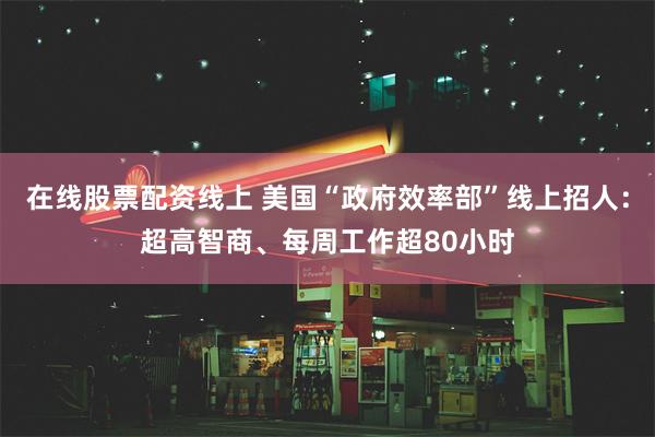 在线股票配资线上 美国“政府效率部”线上招人：超高智商、每周